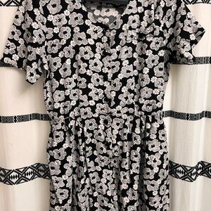 Floral Black and White Dress